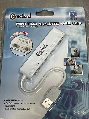 USB Mini Hub Connectland CL-U2MNHUB-4W 4 Ports USB V2.0 Mini Hub (White) - Image 1 of 2