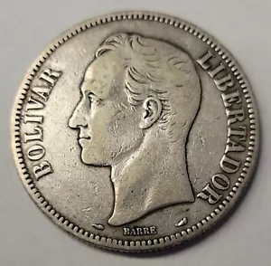 1912 Venezuela, Bolivar Libertador. Silver Coin, 25Grams/ .900%. - Picture 1 of 2