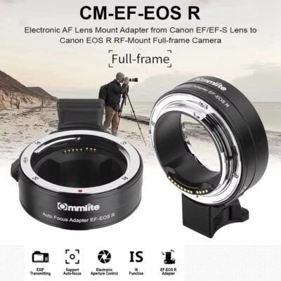 Commlite CM-EF-EOS R Auto Focus Lens Adapter for Canon EF Lens to Canon EOS R  - Image 1 of 4