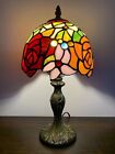 Enjoy Tiffany Style Table Lamp Rose Flowers Stained Glass Vintage H14*W8in