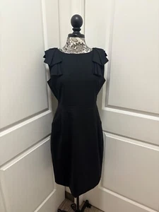 J. Crew Bow Shoulder Wool Black Sleeveless Dress Super 120s Size 10 - Picture 1 of 7