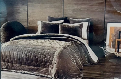 NWT Kevin OBrien®FULL/QUEEN STUDI0 TALLULAH COLLECTCirrus Pewter Velvet Coverlet - Image 1 of 4