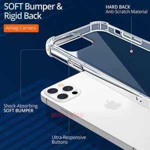 Clear Shockproof Bumper Back Case Cover For iPhone 14 Pro Max Plus 13 Pro Max 12 - Picture 1 of 12
