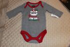 UP ALL NIGHT BABY one piece GRAY HOLIDAY TIME Snap Bottom Top Baby Size NB