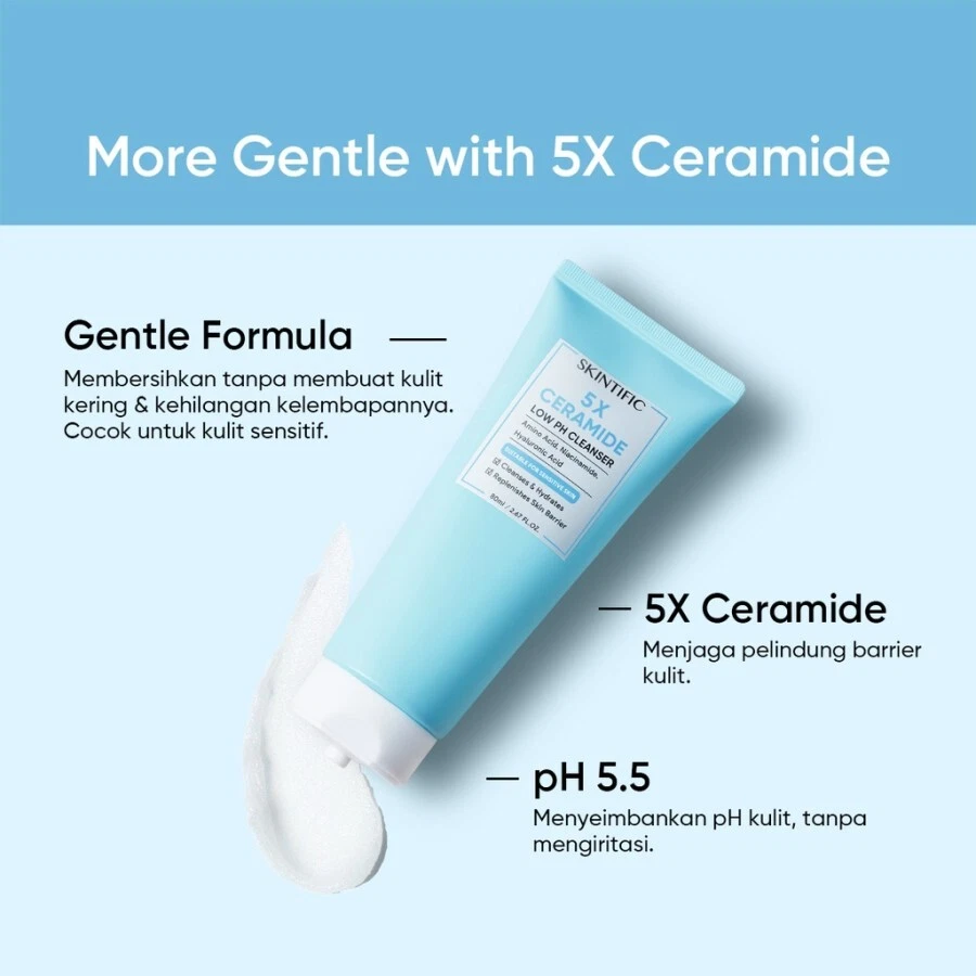 SKINTIFIC 5X Ceramide Low Ph Facial Wash Gentle Cleanser 80ml - Image 1 of 4