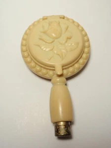 Vintage Trio-Ette plastica goffrata rosa tripla vanità trucco custodia compatta *così com'è* - Foto 1 di 9