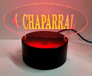 Chaparral Vintage Snowmobile Laser Engraved Acrylic Lighted Desktop Remote Sign - Picture 1 of 4