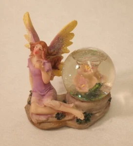 Miniature Yellow Fairy Garden Flower Snow Water Globe 4" Glitter Forest - Foto 1 di 4