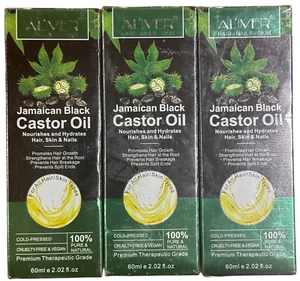 3-Pack Aliver Jamaican Black Castor Oil 2.02 fl oz. Each 100% Pure Cold Pressed - Picture 1 of 1