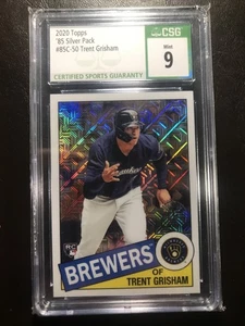 Trent Grisham 2020 Topps Silver Pack #85C-50 ROOKIE RC MOJO RIFRATTORE GRADO 9  - Foto 1 di 2