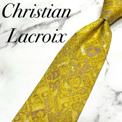 Auth Christian Lacroix Luxury Necktie Tie Ties Unisex ALL SILK Gold Multicolor  - Image 1 of 4