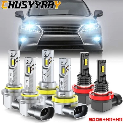LED Headlight Hi-Low + Fog Light Bulbs Kit 6500K For Lexus RX350 2010 2011-2015 - Image 1 of 4