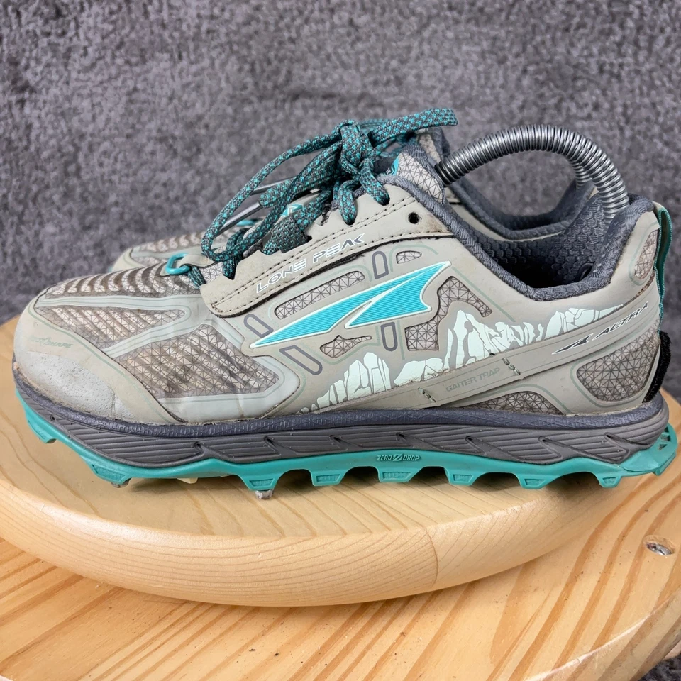 Zapato de Trail Running Altra Lone Peak 4 para Mujer Talla 7 Gris Azul Descalzo Zero Drop Foto 1 de 4