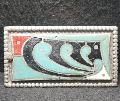 XD19111 MUY COOL VINTAGE AÑOS 70 **OBRAS DE ARTE ABSTRACTAS** HEBILLA DE CINTURÓN DE MODA UNISEX Foto 1 de 2