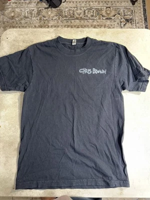 Camiseta de concierto Chris Brown GOAT Tour 2019 negra talla pequeña doble cara Foto 1 de 4