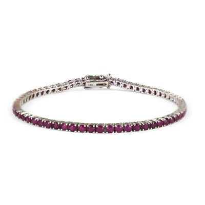 14K White Gold Ruby Tennis Bracelet 4.00ct - Image 1 of 4