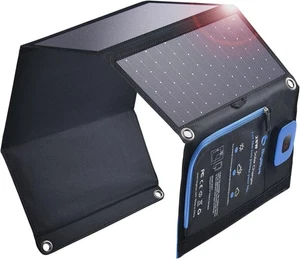 Caricatore Solare Pieghevole 28W - Amperometro Digitale, Doppia USB, Pannelli Solare - Foto 1 di 9