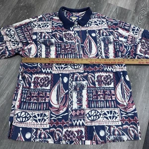 Reyn Spooner Phil Edward’s Polo Button Up shirt Sail Boat Hawaiian Sz XL - Picture 1 of 5