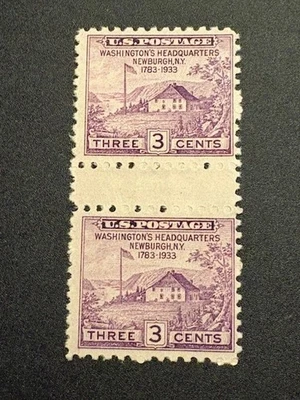 US Scott #752 3¢ FARLEY Newburgh Vert Gutter Pair MLH - Image 1 of 3