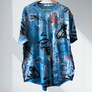 yininf men’s hipster hip hop short sleeve print t shirt blue 3xl street style - Picture 1 of 3