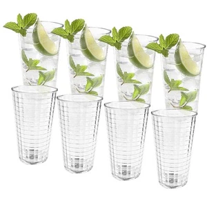 Set di 8 bicchieri in plastica, bicchiere d'acqua acrilico infrangibile 9,5 OZ, S... - Foto 1 di 6