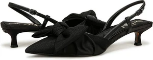 Sam Edelman Women's Black Satin Fabric/Leather Treena Slingback Kitten Heel - Picture 1 of 5