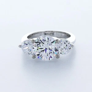 4.6CT Lab-Created Diamond D/VS2 Round Cut 14K Gold Prong Classic Engagement Ring - Picture 1 of 4
