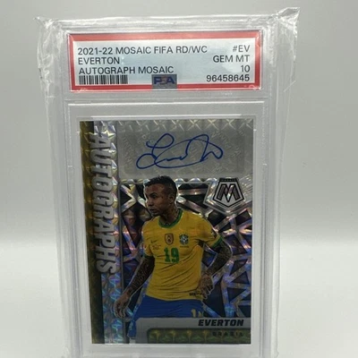 2021-22 Mosaic FIFA RD/WC Everton Autograph #EV PSA 10 Gem MINT - Image 1 of 2