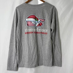 Vineyard Vines Medium gray long sleeve t-shirt Merry Christmas Mrs. Claus Whale - Picture 1 of 7