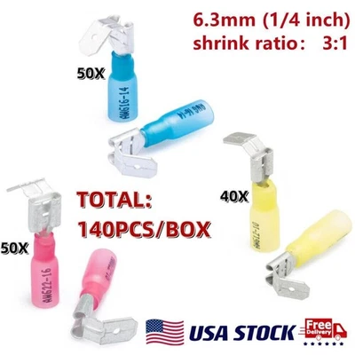 140PCS Heat Shrink Piggyback Male/Female Spade Connectors Splice Terminals - Image 1 of 4