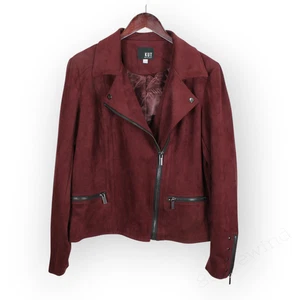 XL KUT from the Kloth Faux Suede Eveline Jacket Raisin Wine Moto Biker FreeShip - Picture 1 of 15