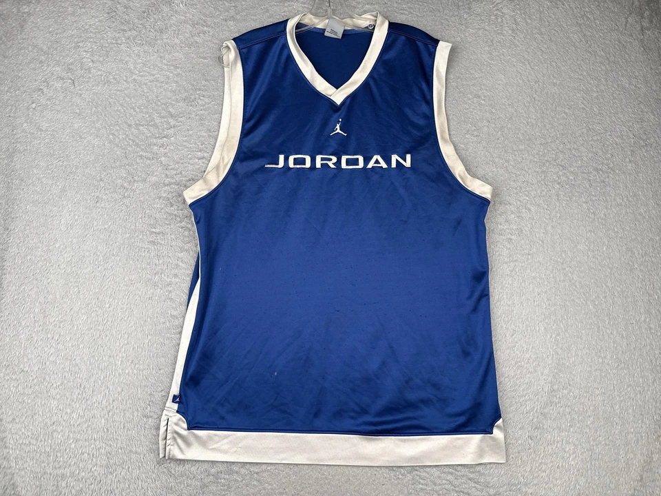 ВИНТАЖНЫЙ Jordan баскетбол рубашка мужская большой синий белый без рукавов Джерси Jumpman - Изображение 1 из 4