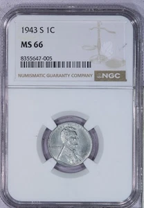 1943-S Lincoln Cent 1c NGC MS66 - Picture 1 of 4