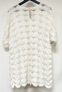 Peruanisches handgehäkeltes Top Tunika Pullover off white 100% Baumwolle Pashta Alphaca - Bild 1 von 6