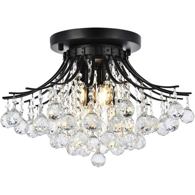 Elegant Lighting V8000F19BK/RC Toureg Flush Mount Black and Clear - Image 1 of 4