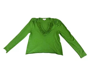 Camicia Nation LTD Valita con volant collo diviso verde salone taglia M manica a sbuffo - Foto 1 di 10