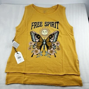 Camiseta sin mangas para mujer S Cleo & Wolf amarilla Free Spirit Peace Love Hippie - Imagen 1 de 10