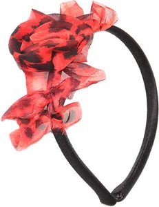 Pin Up LEO Leopardo ROSA Flores Headpiece Diadema Rockabilly Tafetán - Rojo - Imagen 1 de 1