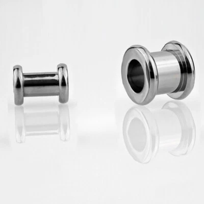 1 Stück Titan Piercing Flesh Tunnel mit Innengewinde und beidseitig glattem Bund - Bild 1 von 4