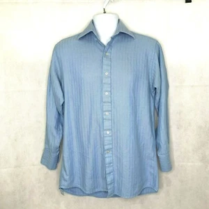 Sean John Men's Sz M Blue Herringbone Style Shirt 15 32/33 - Picture 1 of 4