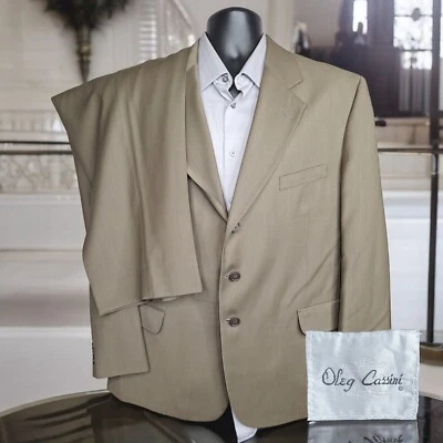 Traje Oleg Cassini 2 Piezas Para Hombre 48R 42X28 Marrón 3 Botones Rollo Lana Sin Ventilación Foto 1 de 4