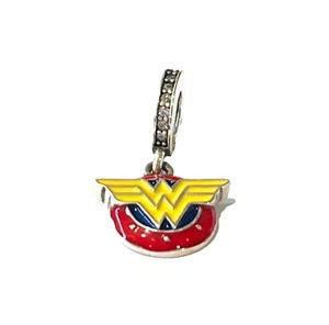 Genuine 925 Sterling Silver Fashion Charm WONDER WOMAN DANGLE 10mm x 13mm - Picture 1 of 1
