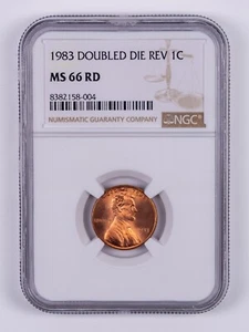 1983 Double Die Reverse Lincoln Wheat Small Cent NGC MS66 RD RB004 - Picture 1 of 2