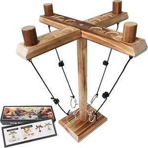 Large Ring Toss Game Wooden Ring Hook Tossing Game with Shot Ladder Bundle US