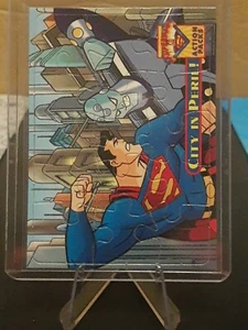 1996 Skybox DC Superman Action Packs Puzzle Card PZ3 City In Peril - Picture 1 of 2