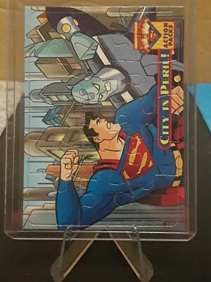 1996 Skybox DC Superman Action Packs Puzzle Card PZ3 City In Peril - Image 1 of 2