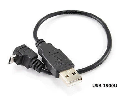 8 inch USB 2.0 A-Type Male to Micro-B Up Angle Male Charge/Sync Cable, USB-1500U - Image 1 of 3