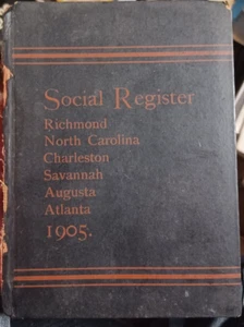 1905 Social Register South Carolina, Charleston Atlanta Augusta Charlotte Etc - Picture 1 of 7