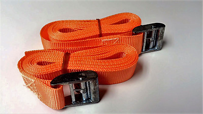 Cam Buckled Straps Set 3m X 25mm Roof Rack Ratchet Buckle Securing Load Orange • 9.26€