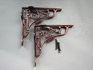 PAIR of 7.5" GNER railway Cast iron Victorian Rustic vintage shelf brackets AC - Picture 1 of 3